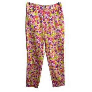 J McLaughlin Pants 10 Bright Colorful Floral Stretch